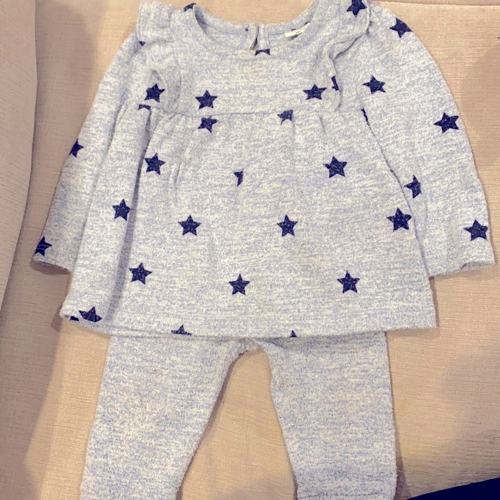 Baby Girls Blue Heather Matching Set